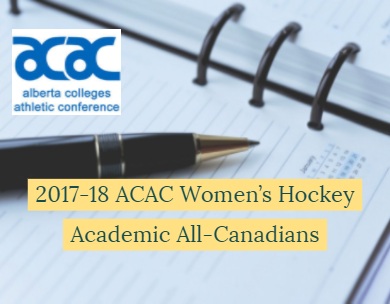 2017-18 ACAC Women&rsquo;s Hockey Academic All-Canadians