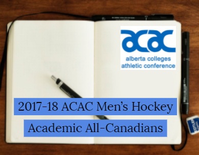 2017-18 ACAC Men&rsquo;s Hockey Academic All-Canadians