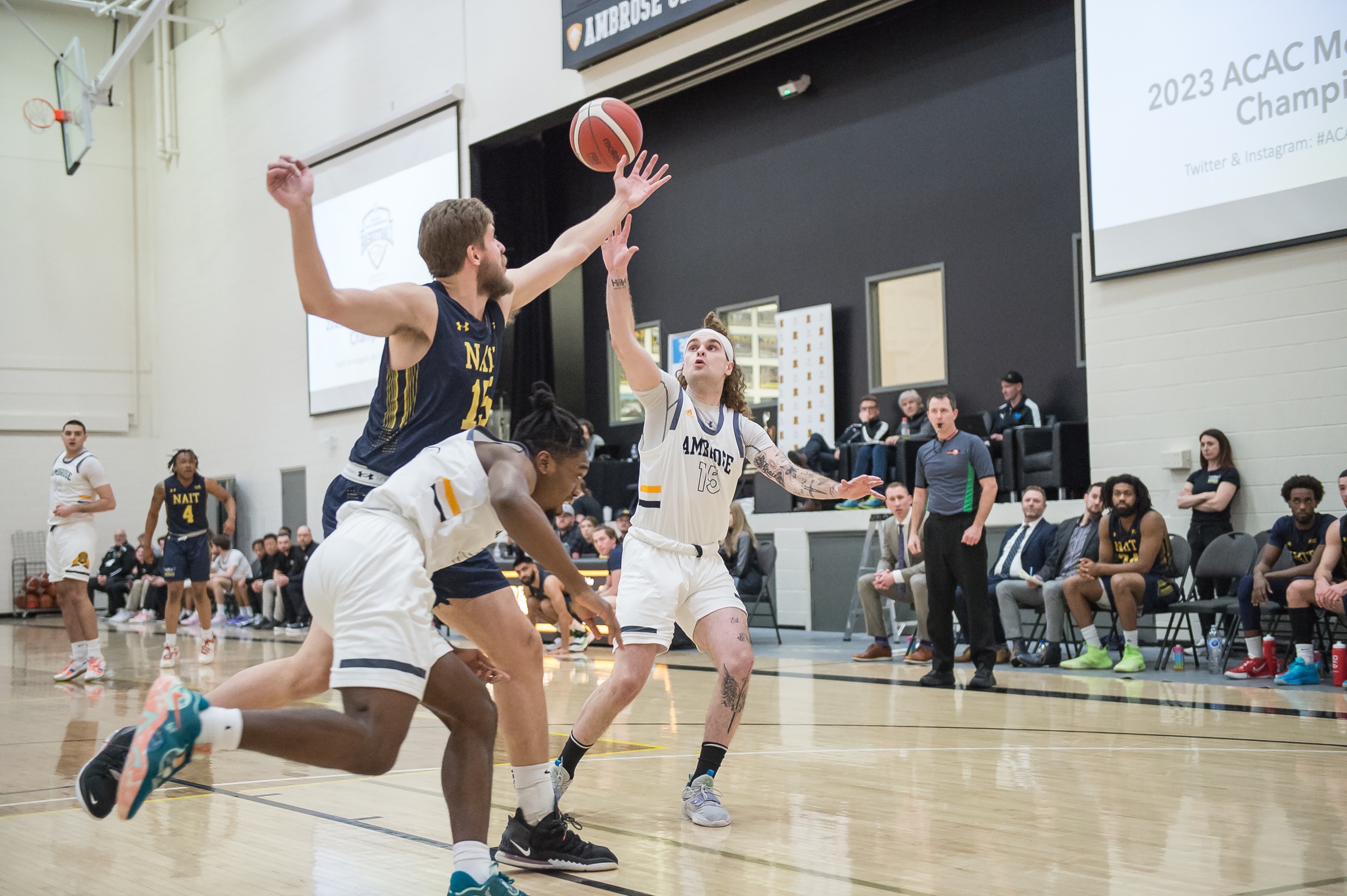 Ambrose falls after strong fight in game against NAIT